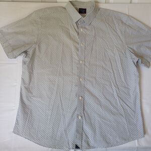 UNTUCKit Fish Print Shirt XL Blue White Cotton Short Sleeve Casual Button Up